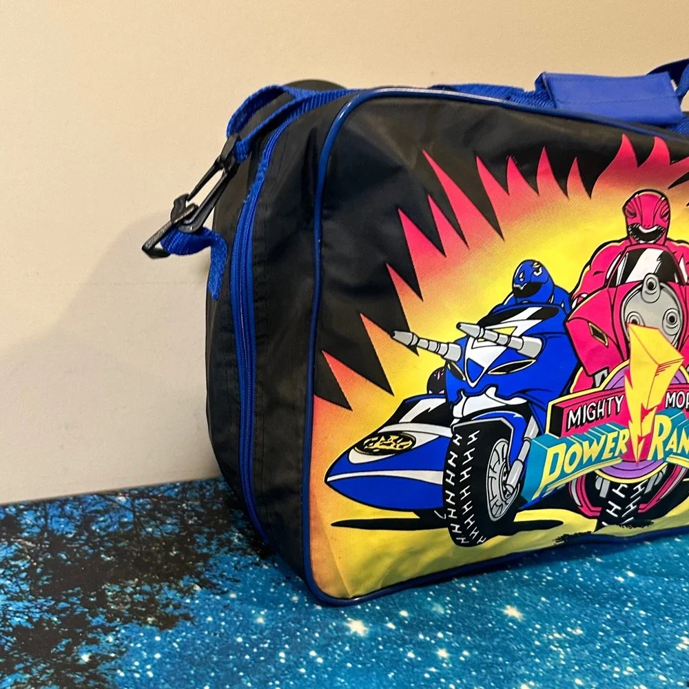Vintage 1993 Mighty Morphin Power Rangers Duffel Bag Blue Pink Black Rangers